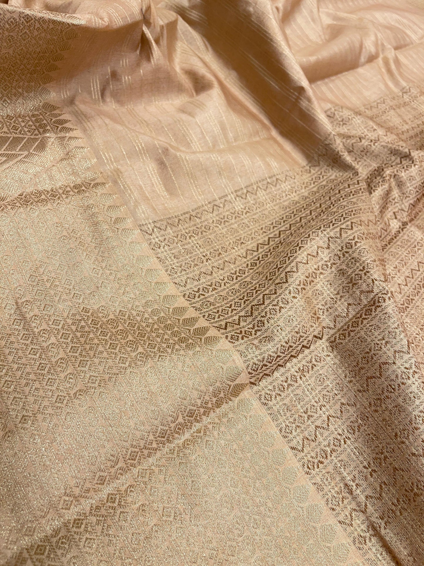 Cream Cotton Stripe Zari Banarasi Saree ASDC_3