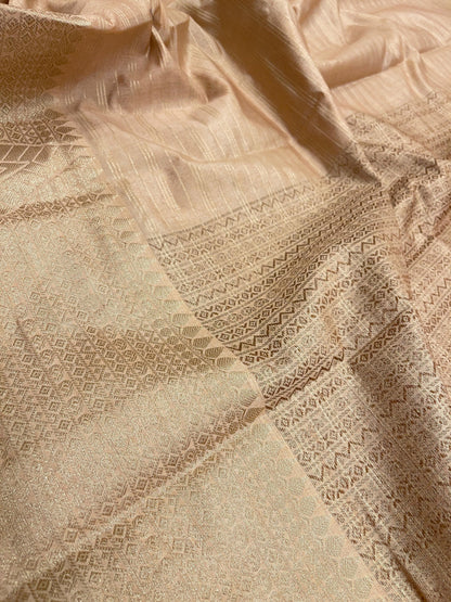 Cream Cotton Stripe Zari Banarasi Saree ASDC_3