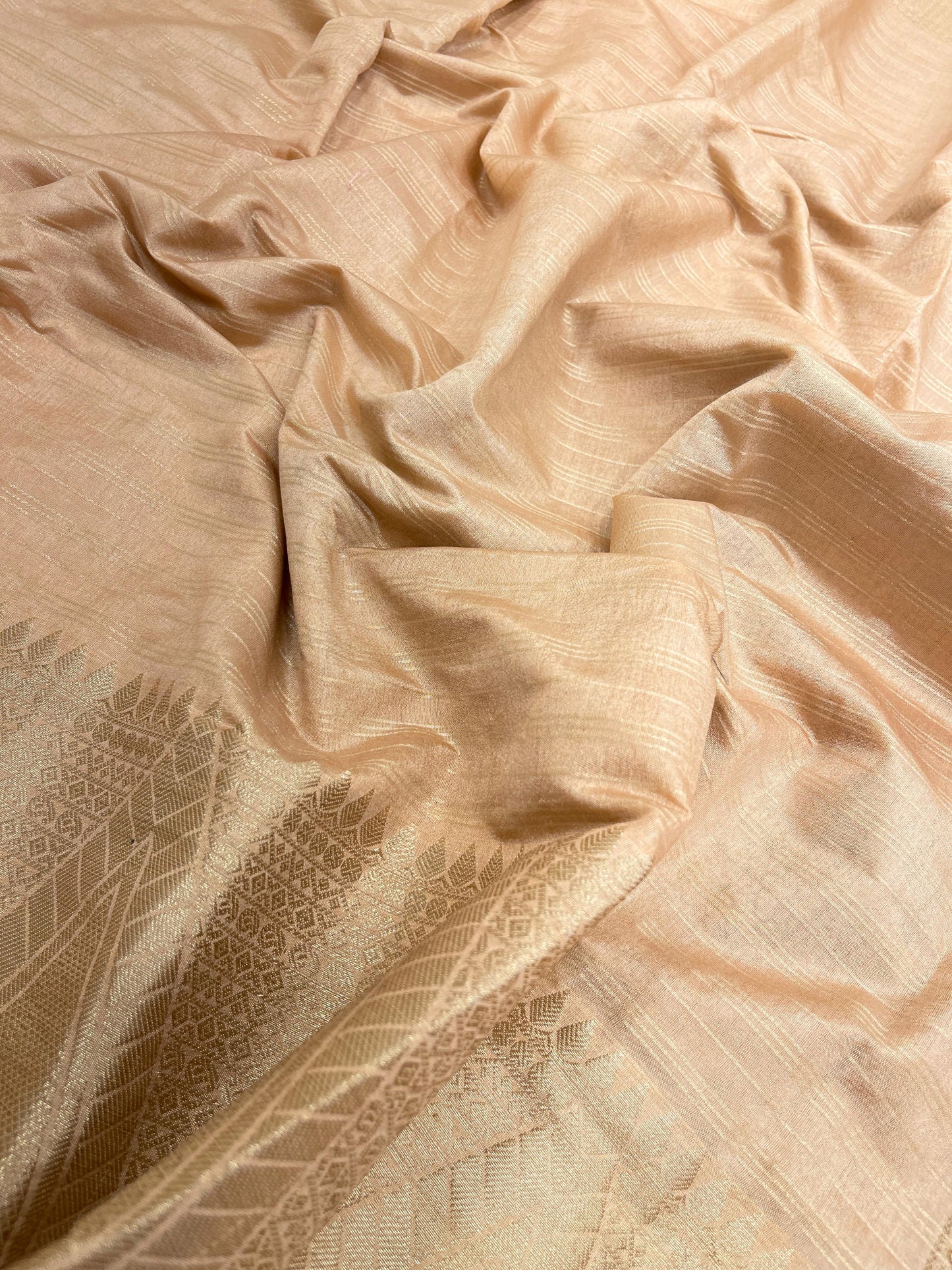 Cream Cotton Stripe Zari Banarasi Saree ASDC_3