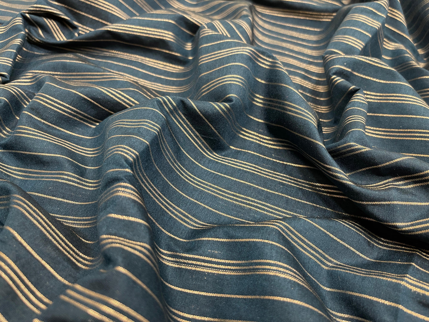 Navy Blue Cotton Stripe Zari Banarasi Saree ASDC_4