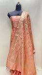 Orange Semi Katan Silk Handloom Banarasi 3 pcs Suit Set MUB_SK1