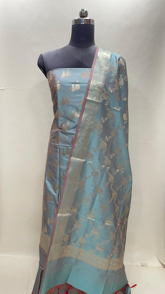 Seagreen Semi Katan Silk Handloom Banarasi 3 pcs Suit Set MUB_SK6