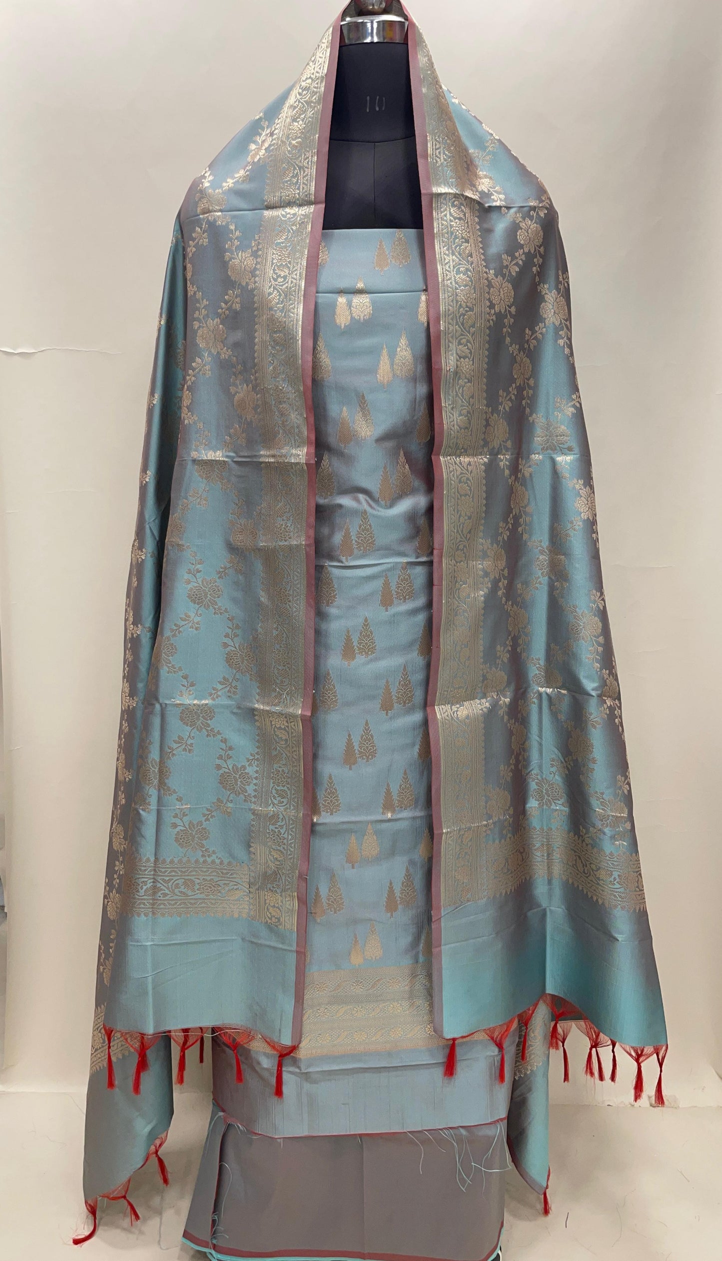Seagreen Semi Katan Silk Handloom Banarasi 3 pcs Suit Set MUB_SK6