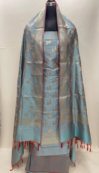 Seagreen Semi Katan Silk Handloom Banarasi 3 pcs Suit Set MUB_SK6