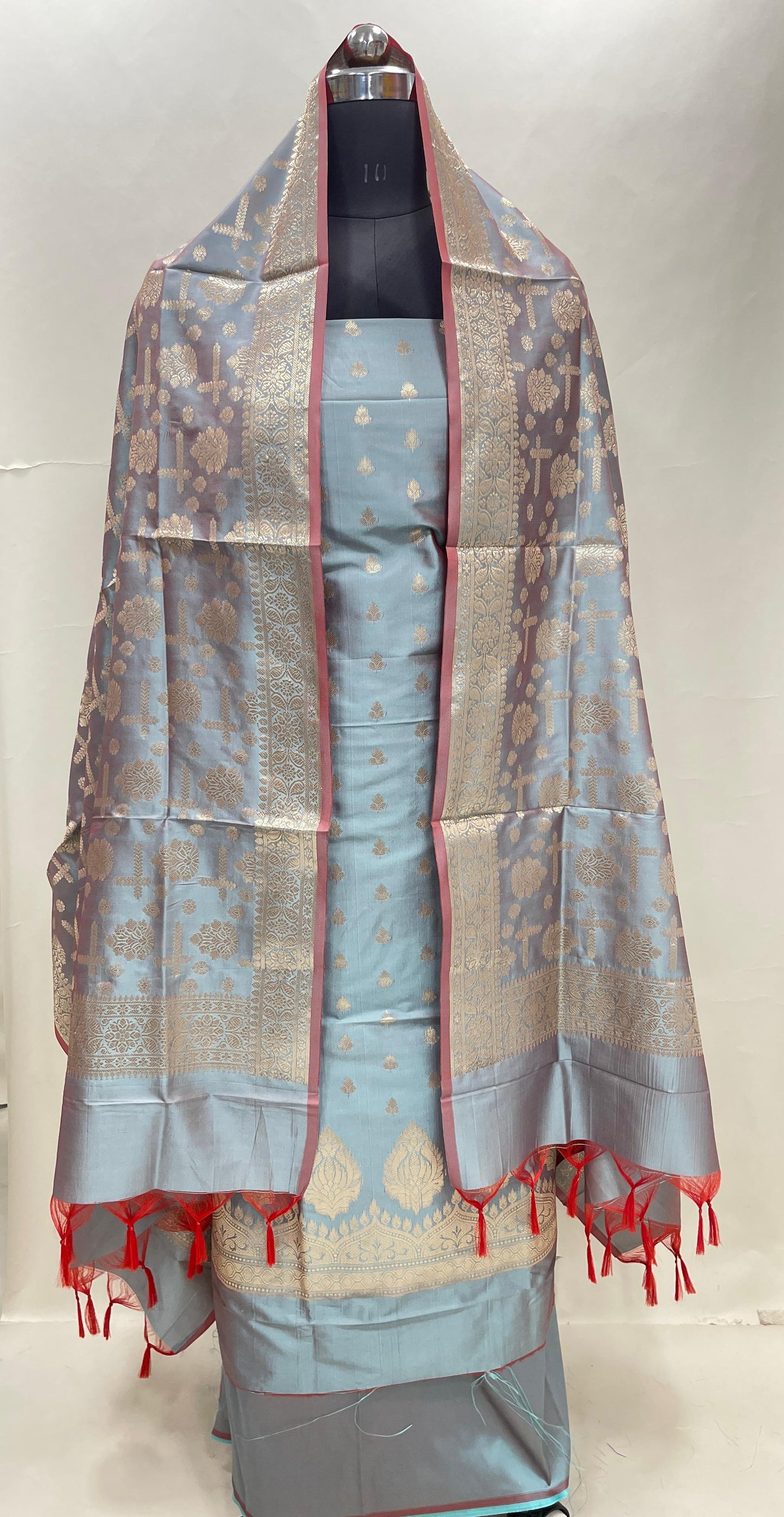 Seagreen Semi Katan Silk Handloom Banarasi 3 pcs Suit Set MUB_SK8