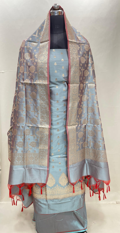 Seagreen Semi Katan Silk Handloom Banarasi 3 pcs Suit Set MUB_SK8
