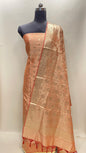 Peach Semi Katan Silk Handloom Banarasi 3 pcs Suit Set MUB_SK11