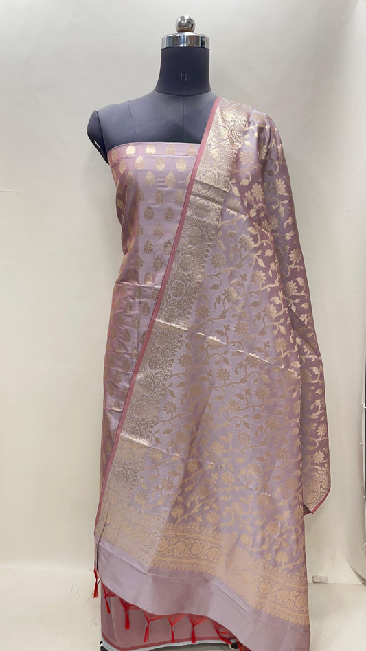 Mauve Semi Katan Silk Handloom Banarasi 3 pcs Suit Set MUB_SK17