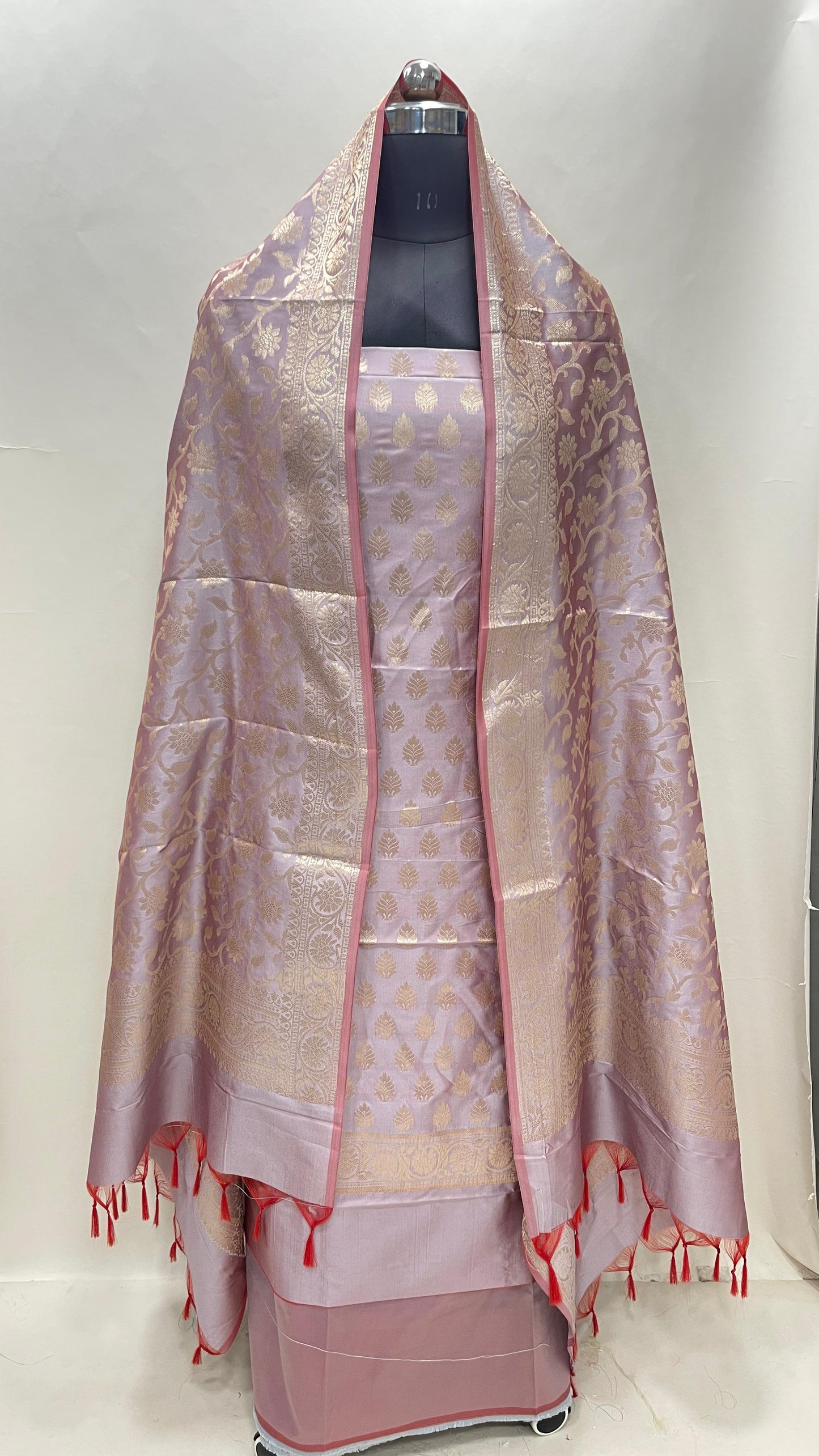 Mauve Semi Katan Silk Handloom Banarasi 3 pcs Suit Set MUB_SK17
