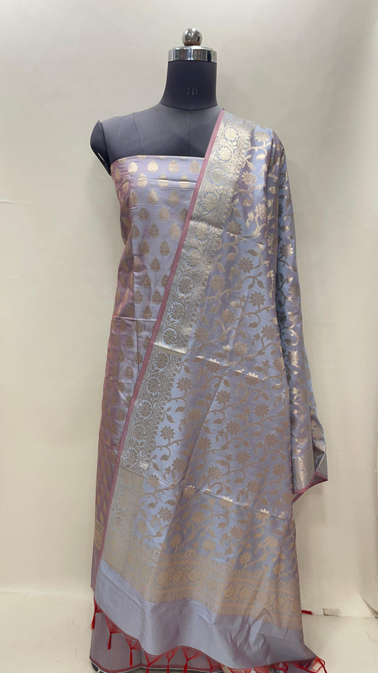 Light Purple Semi Katan Silk Handloom Banarasi 3 pcs Suit Set MUB_SK21