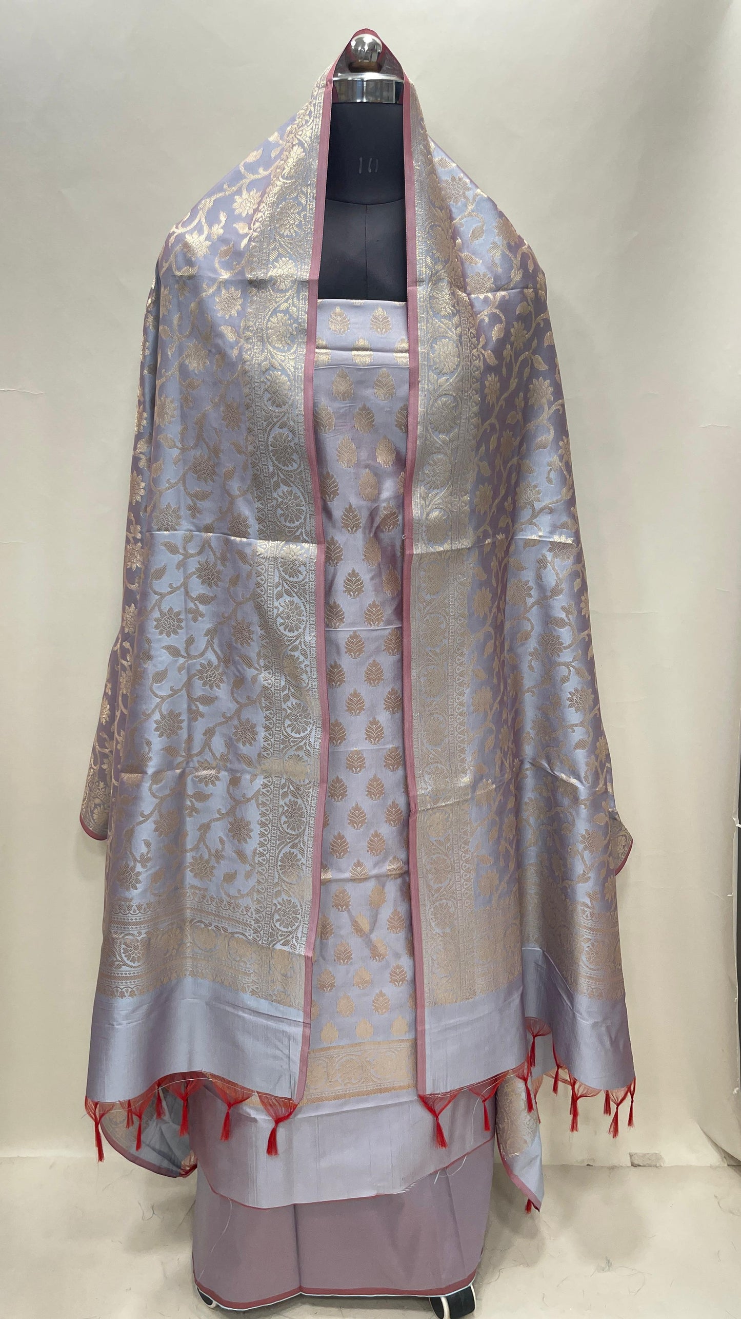 Light Purple Semi Katan Silk Handloom Banarasi 3 pcs Suit Set MUB_SK21