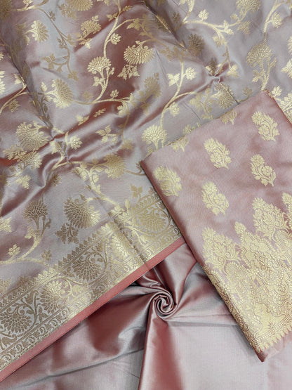 Mauve Semi Katan Silk Handloom Banarasi 3 pcs Suit Set MUB_SK24