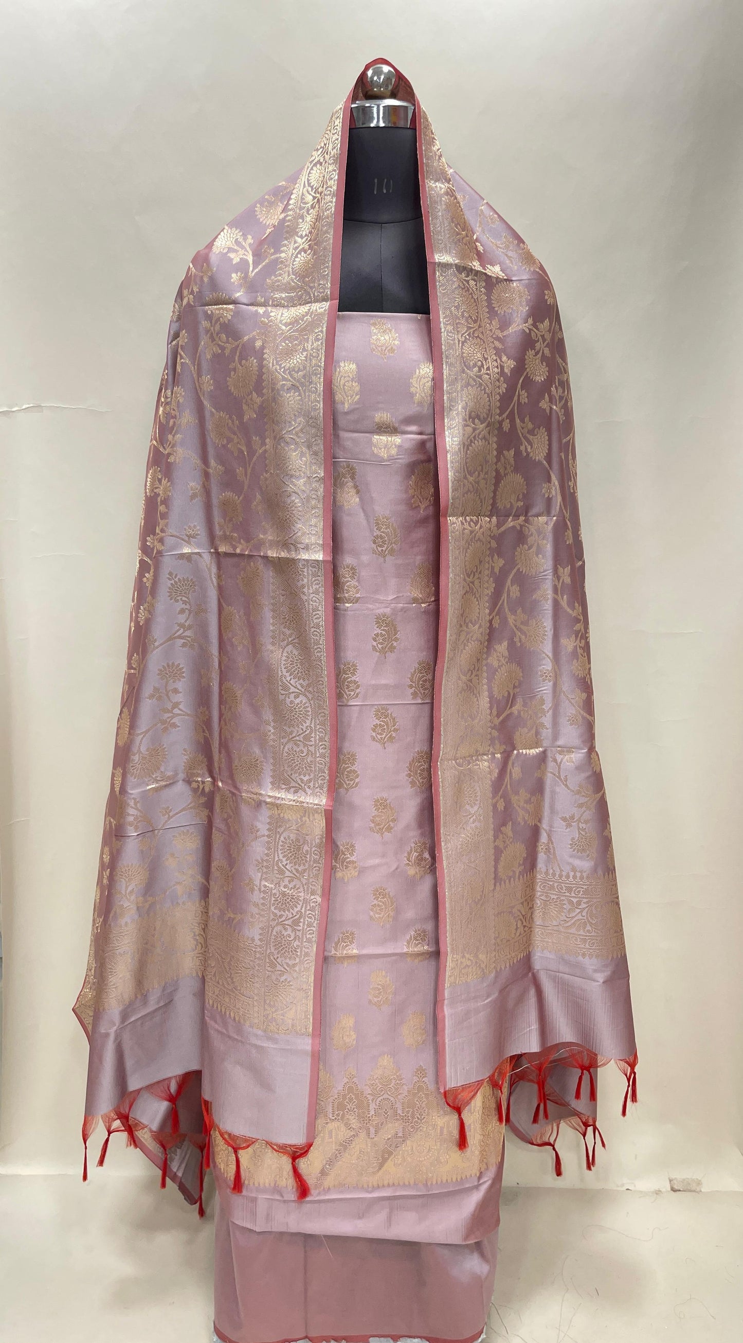Mauve Semi Katan Silk Handloom Banarasi 3 pcs Suit Set MUB_SK24