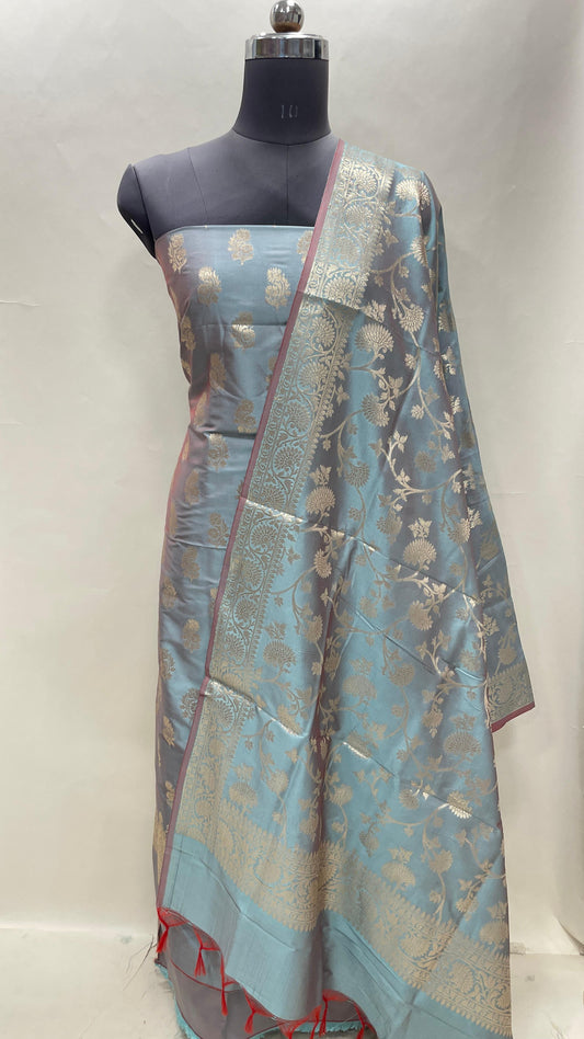 Seagreen Semi Katan Silk Handloom Banarasi 3 pcs Suit Set MUB_SK27