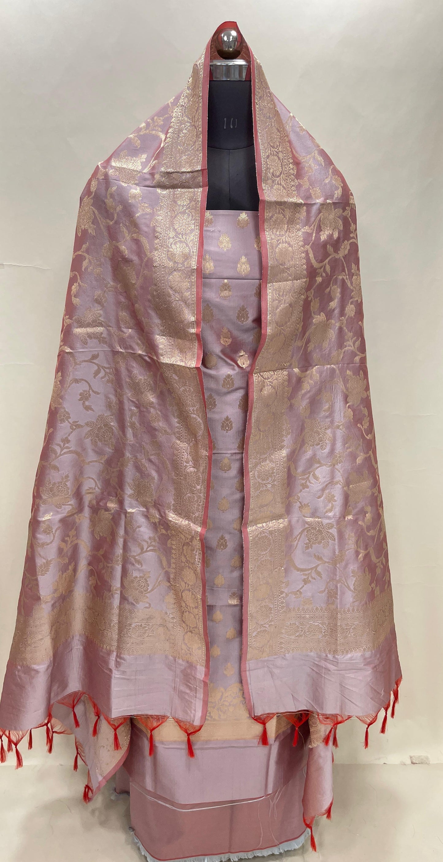 Mauve Semi Katan Silk Handloom Banarasi 3 pcs Suit Set MUB_SK35