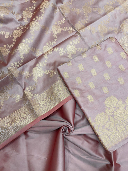 Mauve Semi Katan Silk Handloom Banarasi 3 pcs Suit Set MUB_SK42