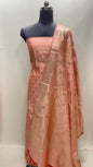 Peach Semi Katan Silk Handloom Banarasi 3 pcs Suit Set MUB_SK37