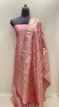 Pink Semi Katan Silk Handloom Banarasi 3 pcs Suit Set MUB_SK48