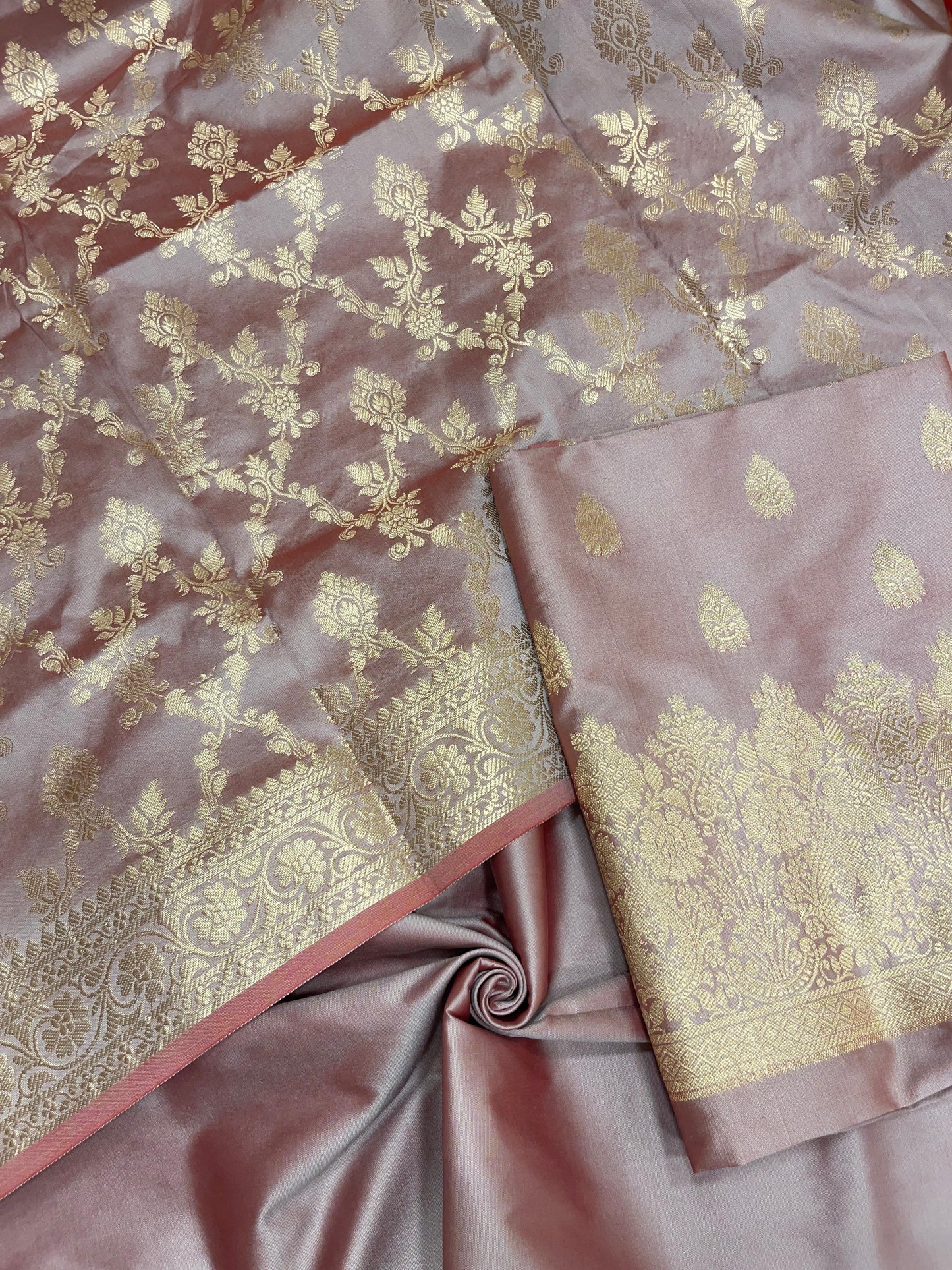 Mauve Semi Katan Silk Handloom Banarasi 3 pcs Suit Set MUB_SK55