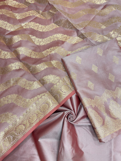 Mauve Semi Katan Silk Handloom Banarasi 3 pcs Suit Set MUB_SK57