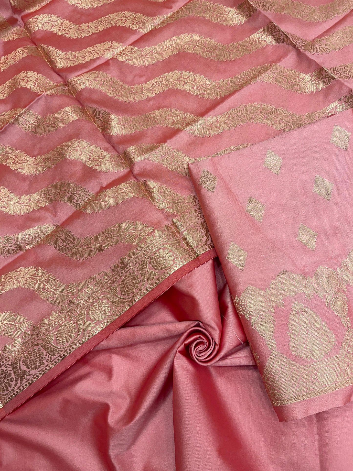 Pink Semi Katan Silk Handloom Banarasi 3 pcs Suit Set MUB_SK62