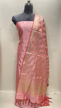 Pink Semi Katan Silk Handloom Banarasi 3 pcs Suit Set MUB_SK62