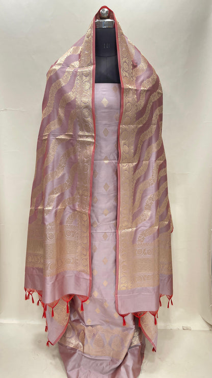Mauve Semi Katan Silk Handloom Banarasi 3 pcs Suit Set MUB_SK57