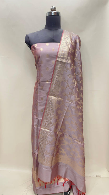 Mauve Semi Katan Silk Handloom Banarasi 3 pcs Suit Set MUB_SK67