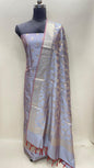 Light Purple Semi Katan Silk Handloom Banarasi 3 pcs Suit Set MUB_SK65