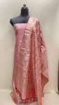 Pink Semi Katan Silk Handloom Banarasi 3 pcs Suit Set MUB_SK13