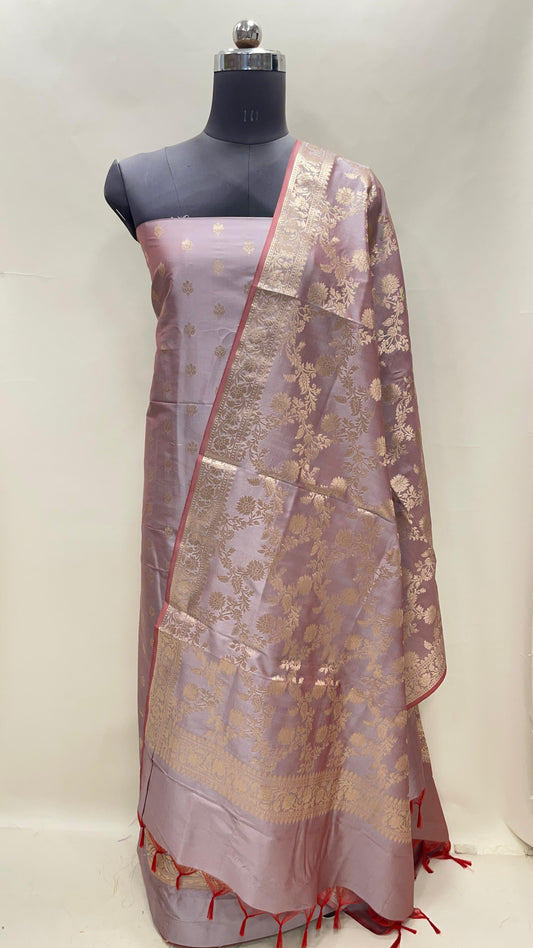 Mauve Semi Katan Silk Handloom Banarasi 3 pcs Suit Set MUB_SK81