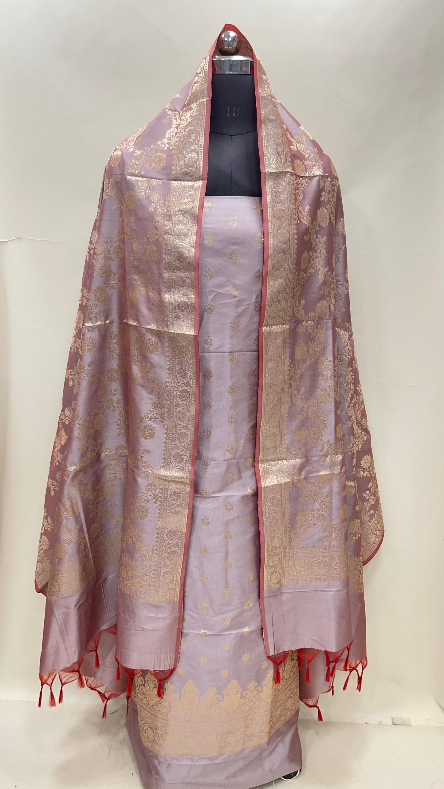 Mauve Semi Katan Silk Handloom Banarasi 3 pcs Suit Set MUB_SK81