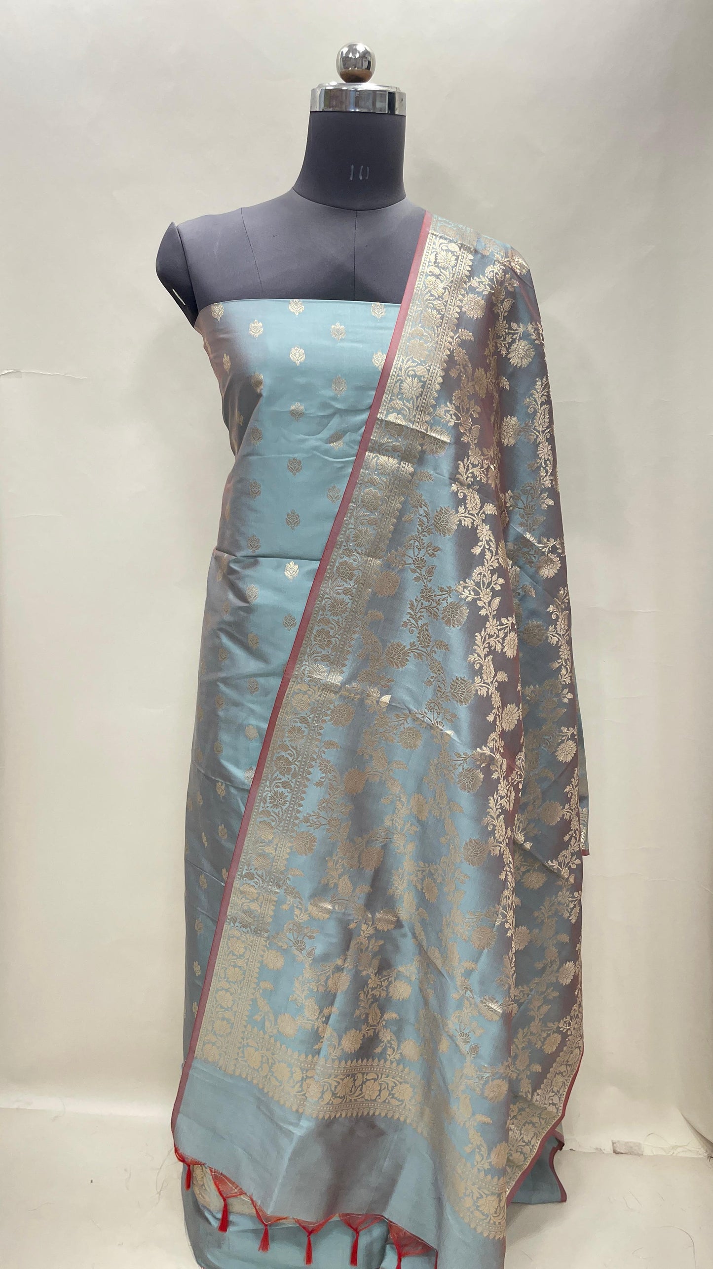 Seagreen Semi Katan Silk Handloom Banarasi 3 pcs Suit Set MUB_SK80
