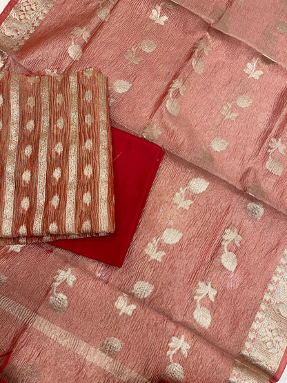 Red Crush Tissue Silk Banarasi 3 pcs Suit Set IM_CRT1
