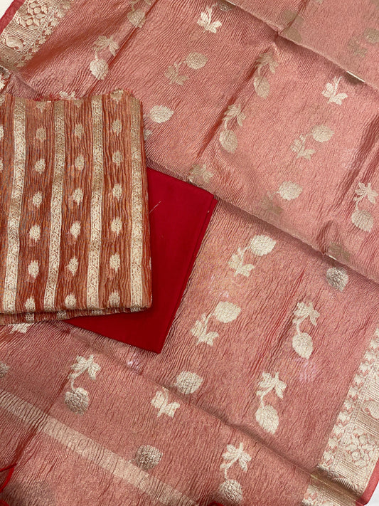 Red Crush Tissue Silk Banarasi 3 pcs Suit Set IM_CRT1