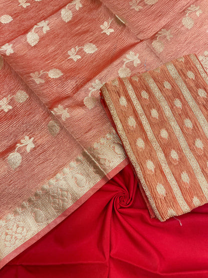 Red Crush Tissue Silk Banarasi 3 pcs Suit Set IM_CRT1