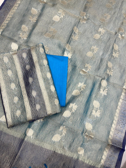 Sky Blue Crush Tissue Silk Banarasi 3 pcs Suit Set IM_CRT3