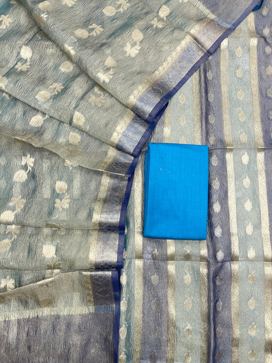 Sky Blue Crush Tissue Silk Banarasi 3 pcs Suit Set IM_CRT3