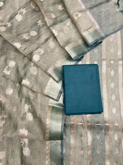 Sea Green Crush Tissue Silk Banarasi 3 pcs Suit Set IM_CRT4