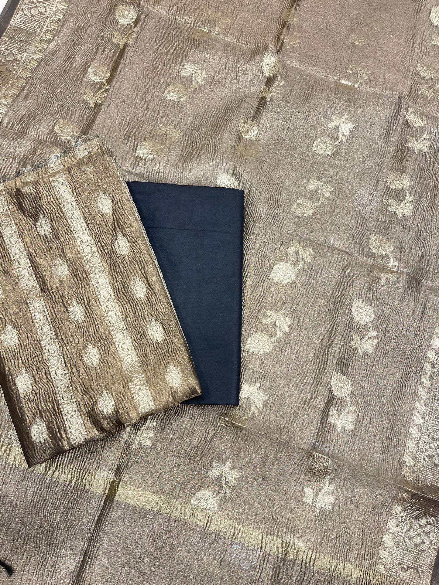 Black Crush Tissue Silk Banarasi 3 pcs Suit Set IM_CRT5