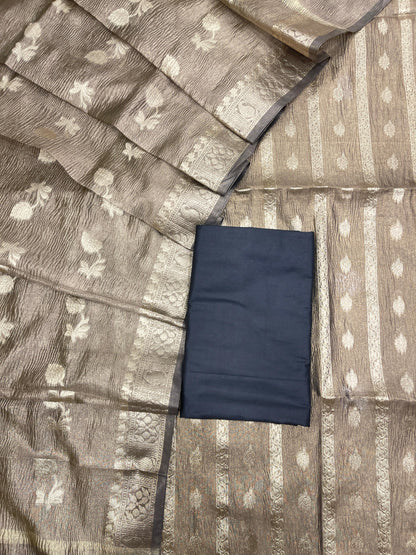 Black Crush Tissue Silk Banarasi 3 pcs Suit Set IM_CRT5