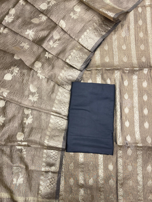 Black Crush Tissue Silk Banarasi 3 pcs Suit Set IM_CRT5