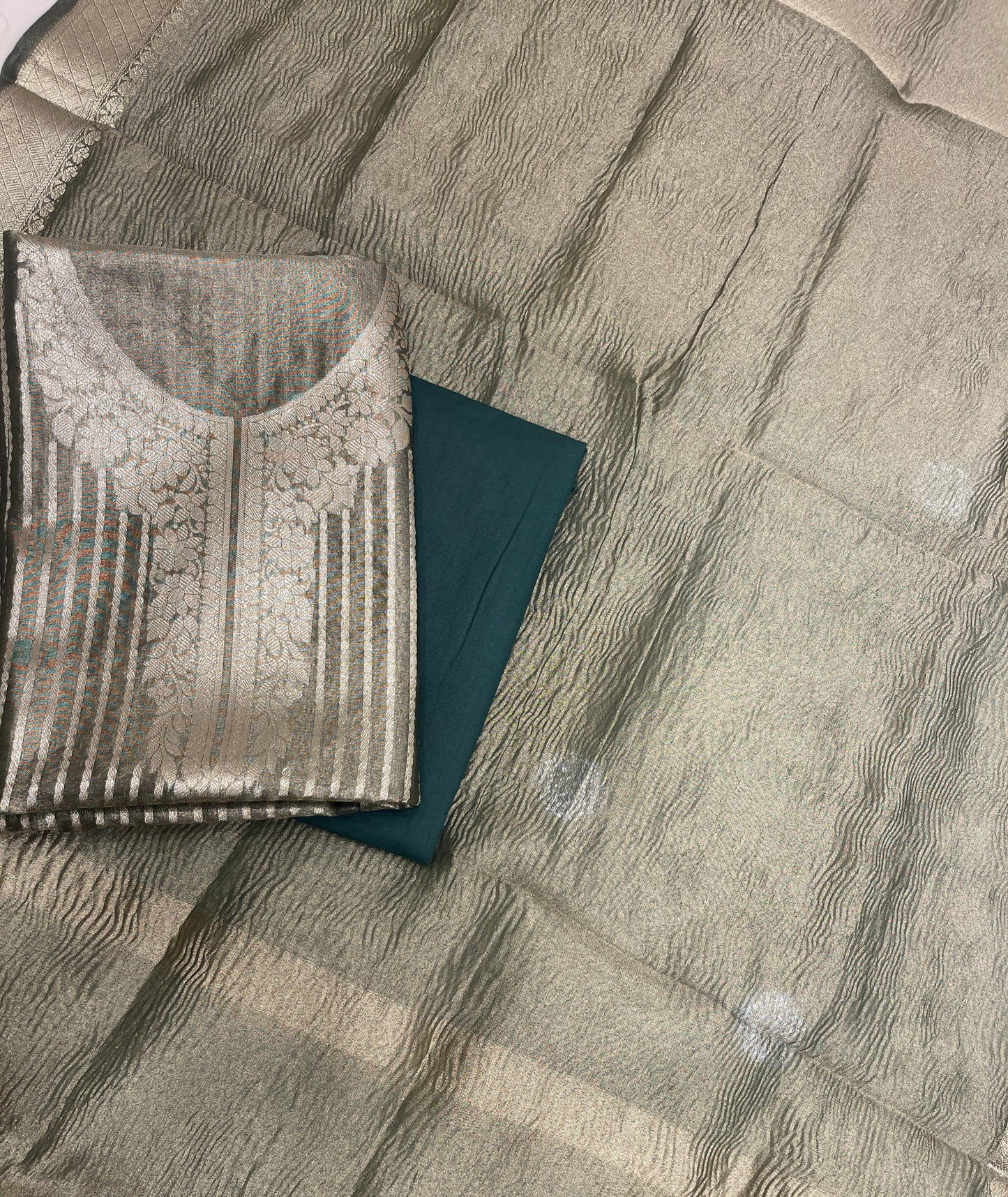 Sea Green Necklace Tissue Silk Banarasi 3 pcs Suit Set IM_TN1