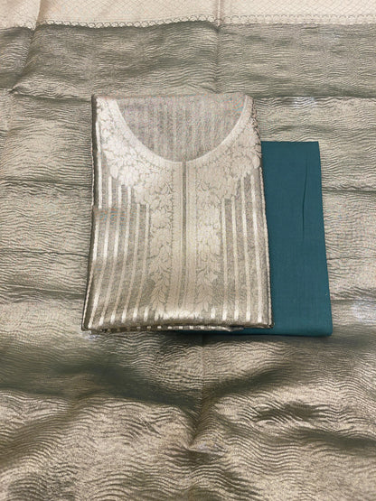 Sea Green Necklace Tissue Silk Banarasi 3 pcs Suit Set IM_TN1