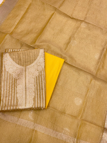 Yellow Necklace Tissue Silk Banarasi 3 pcs Suit Set IM_TN2