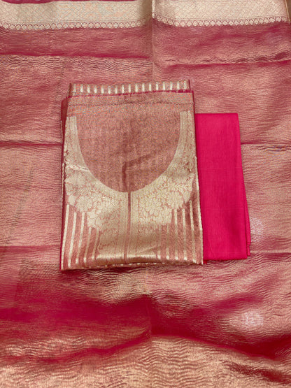 Pink Necklace Tissue Silk Banarasi 3 pcs Suit Set IM_TN3