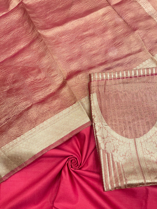 Pink Necklace Tissue Silk Banarasi 3 pcs Suit Set IM_TN3
