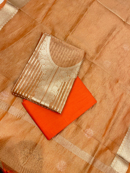 Orange Necklace Tissue Silk Banarasi 3 pcs Suit Set IM_TN5