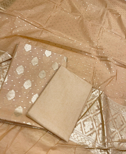 Beige Pure Cotton Self Design Banarasi 3 pcs Suit Set IM_PCSD1