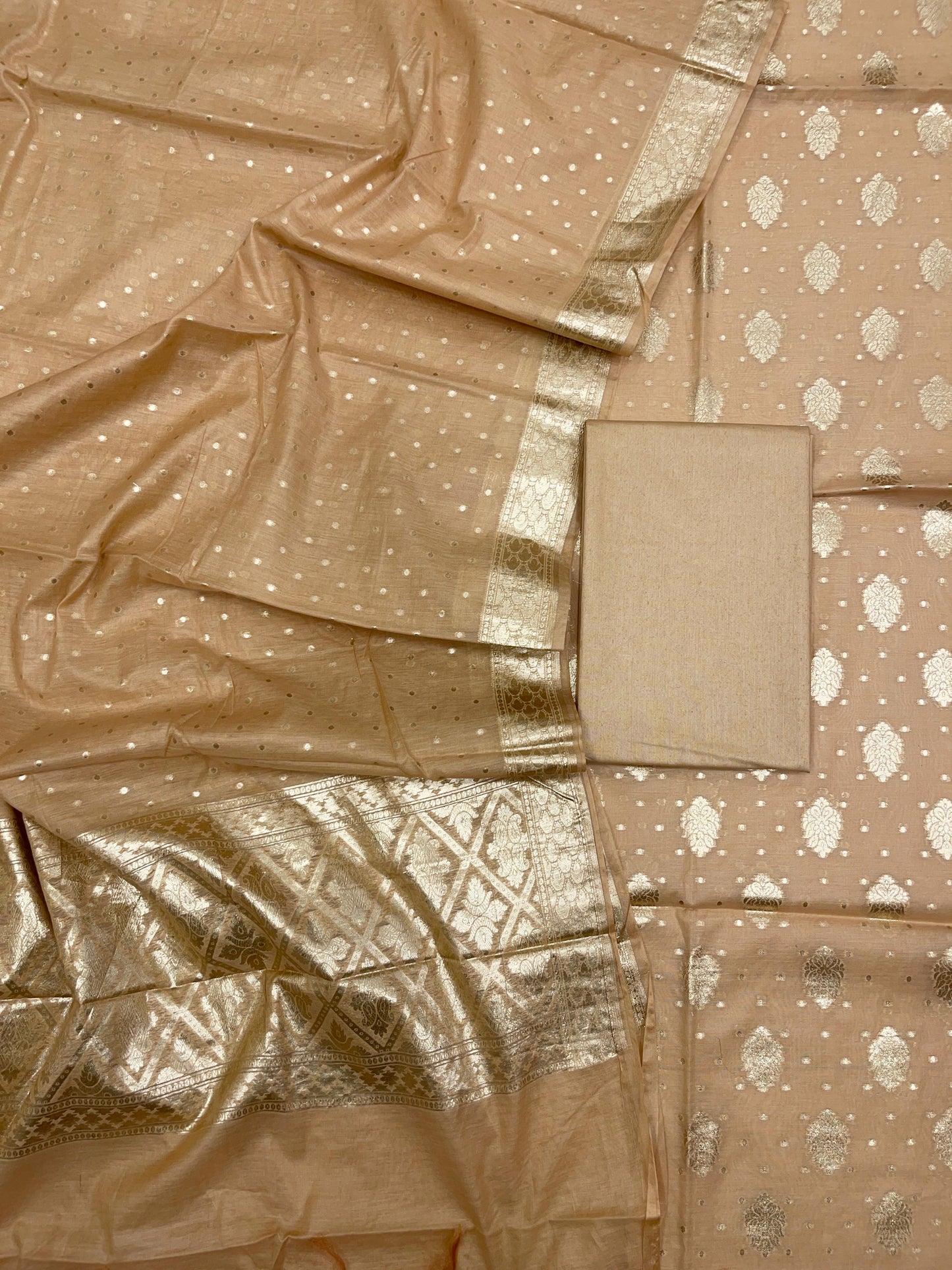 Beige Pure Cotton Self Design Banarasi 3 pcs Suit Set IM_PCSD1